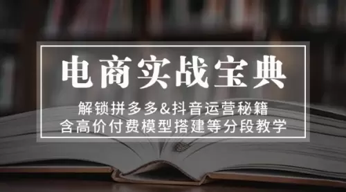 电商实战宝典 解锁拼多多&抖音运营秘籍 含高价付费模型搭建等分段教学_云峰资源库