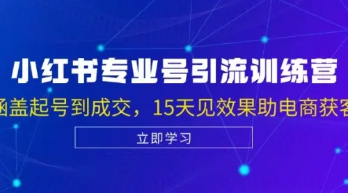 小红书专业号引流陪跑课，涵盖起号到成交，15天见效果助电商获客_云峰资源库