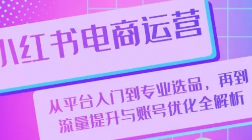 小红书电商运营：从平台入门到专业选品，再到流量提升与账号优化全解析_云峰资源库