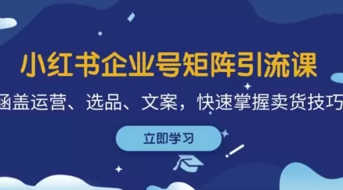 小红书企业号矩阵引流课，涵盖运营、选品、文案，快速掌握卖货技巧_云峰资源库