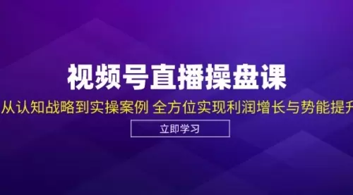 视频号直播操盘课，从认知战略到实操案例 全方位实现利润增长与势能提升_云峰资源库