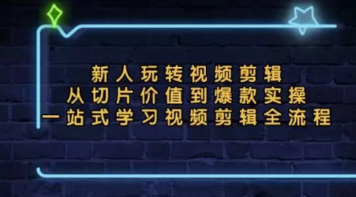 新人玩转视频剪辑：从切片价值到爆款实操，一站式学习视频剪辑全流程_云峰资源库