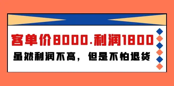 某付费文章：客单价8000.利润1800.虽然利润不高，但是不怕退货_云峰项目库