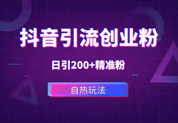 抖音引流创业粉自热玩法日引200+精准粉_云峰项目库