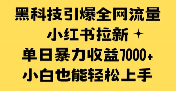 黑科技引爆全网流量小红书拉新，单日暴力收益7000+，小白也能轻松上手_云峰项目库