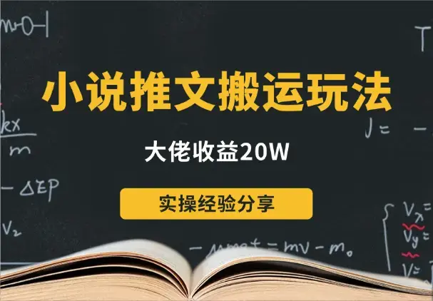 小说推文视频搬运玩法大佬收益20W实操经验分享_云峰项目库