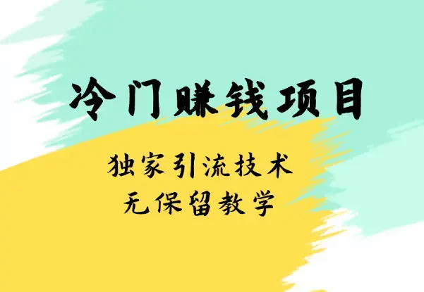 冷门赚钱项目无保留教学！独家引流技术_云峰项目库