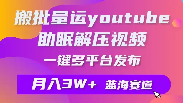 批量搬运YouTube解压助眠视频 一键多平台发布 月入2W+_云峰项目库