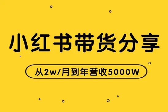 从2w/月到年营收5000W的小红书带货分享【图文】_云峰项目库