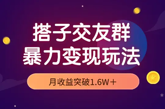 搭子交友群暴力变现玩法，抖音快手小红书等多渠道变现，月收益突破1.6W＋_云峰项目库