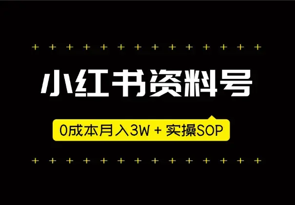 玩转小红书资料号，0成本月入3W＋，实操SOP_云峰项目库