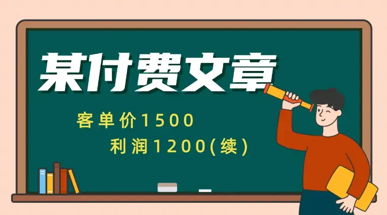 某付费文章《客单价1500，利润1200(续)》市场几乎可以说是空白的_云峰项目库