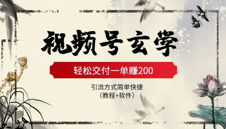 视频号0成本做玄学轻松交付一单赚200引流方式简单快捷（教程+软件）_云峰项目库