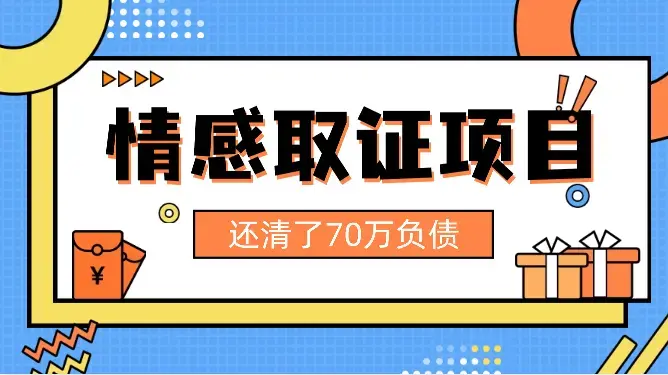 项目拆解：我靠情感取证项目还清了70万负债【图文】_云峰项目库