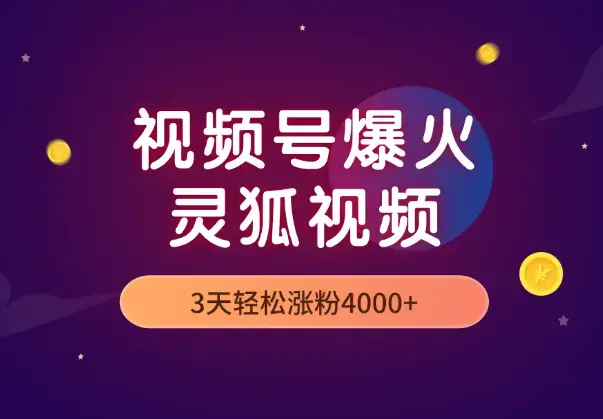 5分钟教你制作视频号爆火的灵狐视频，3天轻松涨粉4000+_云峰项目库