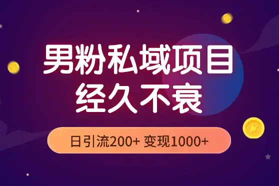 男粉私域长期靠谱的项目，日引流200+，日变现1000+_云峰项目库