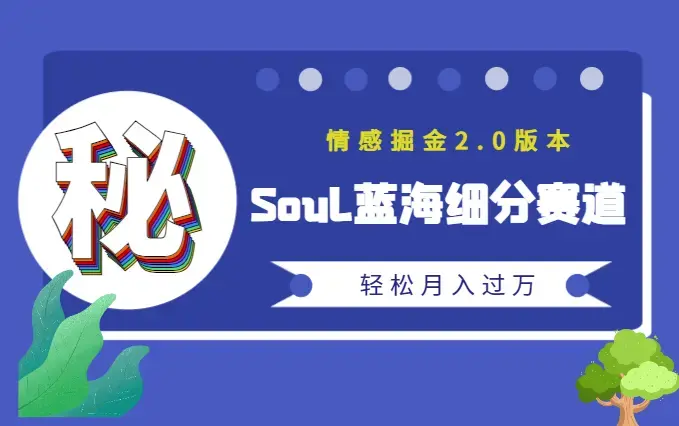 Soul蓝海细分赛道，2.0版本，做情感掘金，轻松月入过万，0基础，0成本_云峰项目库