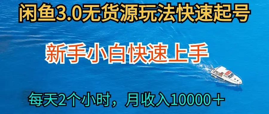 2024最新闲鱼无货源玩法，从0开始小白快手上手，每天2小时月收入过万_云峰项目库