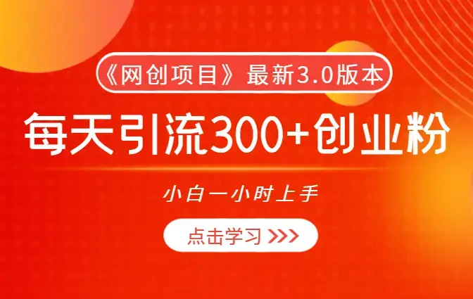 抖音《网创项目》最新3.0版本，每天引流300+创业粉，小白一小时上手_云峰项目库