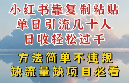 小红书靠复制粘贴单日引流几十人日收轻松过千，方法简单不违规_云峰项目库