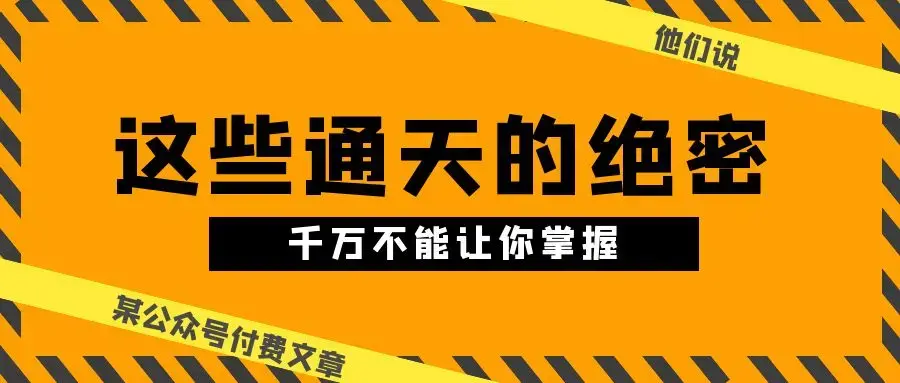 某公众号付费文章《他们说 “ 这些通天的绝密，千万不能让你掌握! ”》_云峰项目库