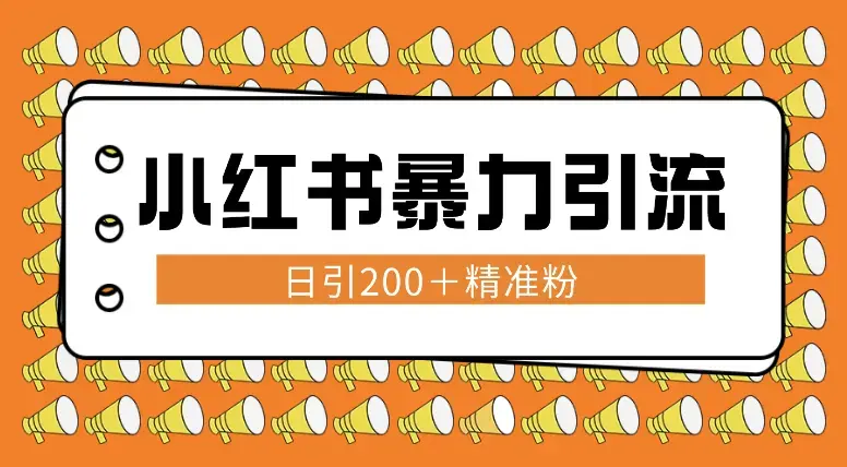 小红书暴力引流大法，日引200＋精准粉，一键触达上万人，附详细实操_云峰项目库