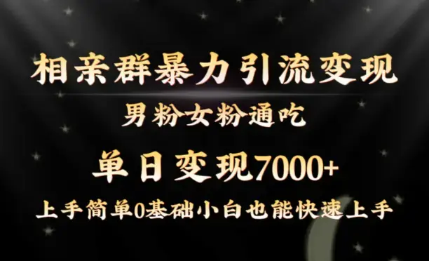 全网首发相亲群暴力引流男粉女粉通吃变现玩法，单日变现7000+保姆教学1.0_云峰项目库