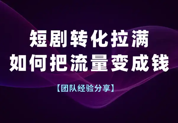 短剧如何把转化拉满，如何把流量变成钱_云峰项目库