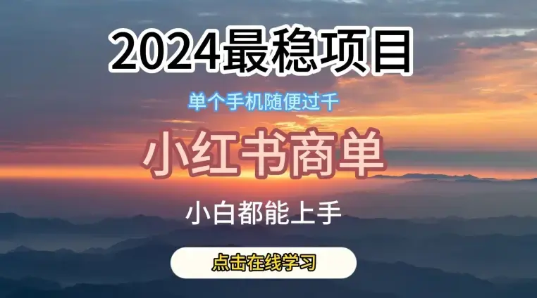 2024最稳蓝海项目，小红书商单项目，没有之一_云峰项目库